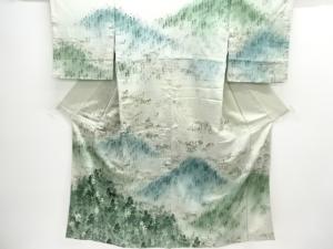 大正ロマン　樹木風景模様着物